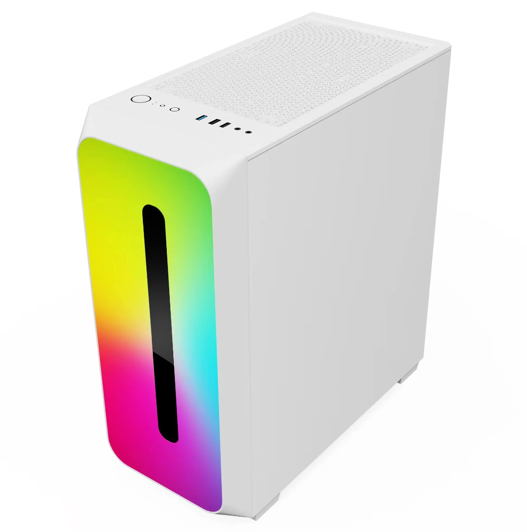 Colorful Beyaz 3 Fanlı 10 Mod RGB Işıklı Şeffaf Panel ATX Gaming Boş Bilgisayar Kasası