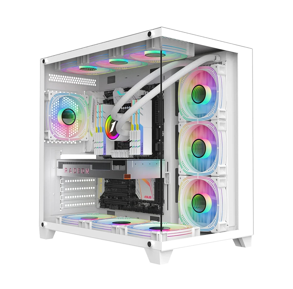 Beyaz Supernova 7 RGB Fanlı ATX Temperli Cam Panel Akvaryum Gaming Bilgisayar Kasası