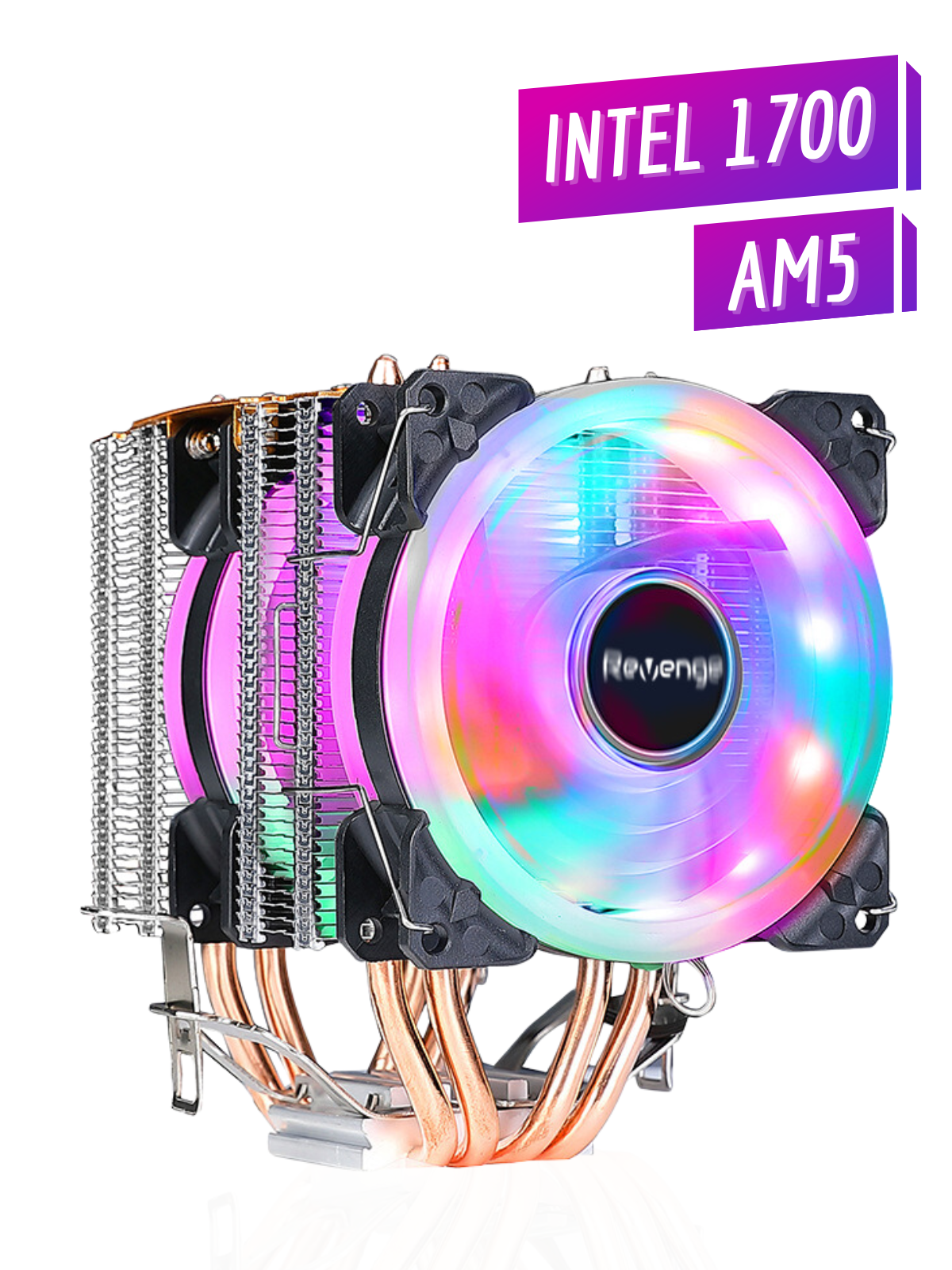 Kule Tipi 2 Fanlı Rainbow Gaming İşlemci Fanı 4 Bakır Kanallı CPU Fan Soğutma Sistemi