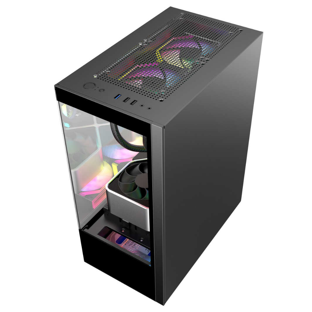 Crystal Midi Tower 3 RGB Fanlı Temperli Cam Panel Gaming Oyuncu Bilgisayar Kasası