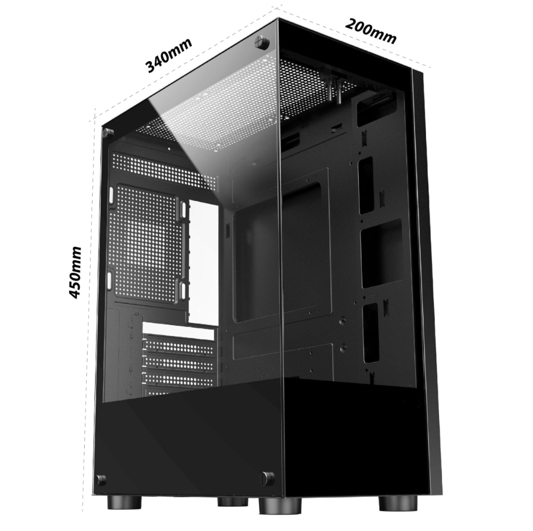 Crystal Midi Tower 3 RGB Fanlı Temperli Cam Panel Gaming Oyuncu Bilgisayar Kasası