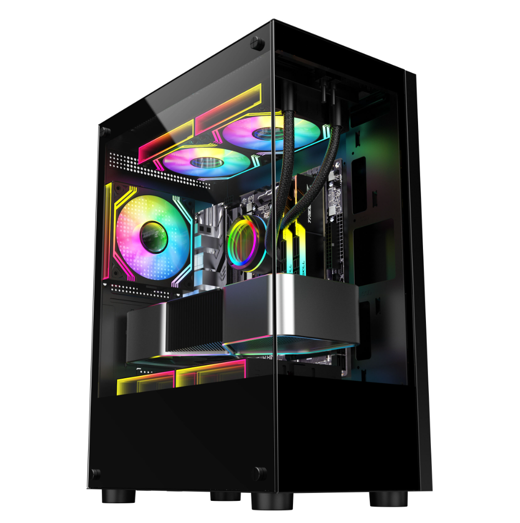 Crystal Midi Tower 3 RGB Fanlı Temperli Cam Panel Gaming Oyuncu Bilgisayar Kasası