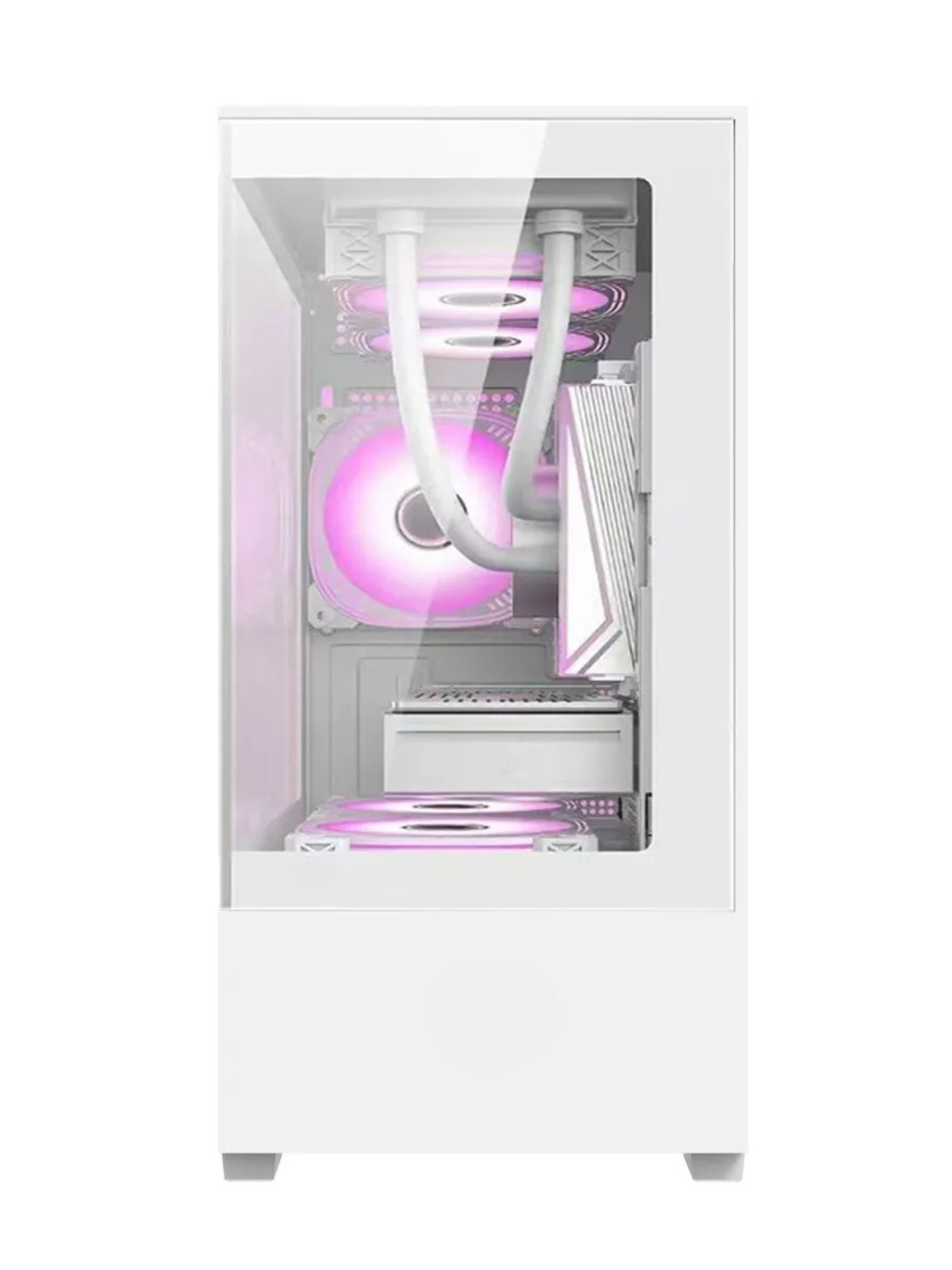 Beyaz Crystal Kumandalı Midi Tower 3 RGB Fanlı Temperli Cam Panel Gaming Oyuncu Bilgisayar Kasası