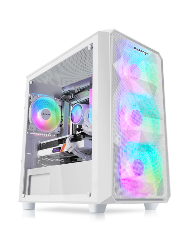 Beyaz Ice Drill 4 RGB Fanlı Mesh Panel ATX PC Gaming Bilgisayar Oyuncu Kasası