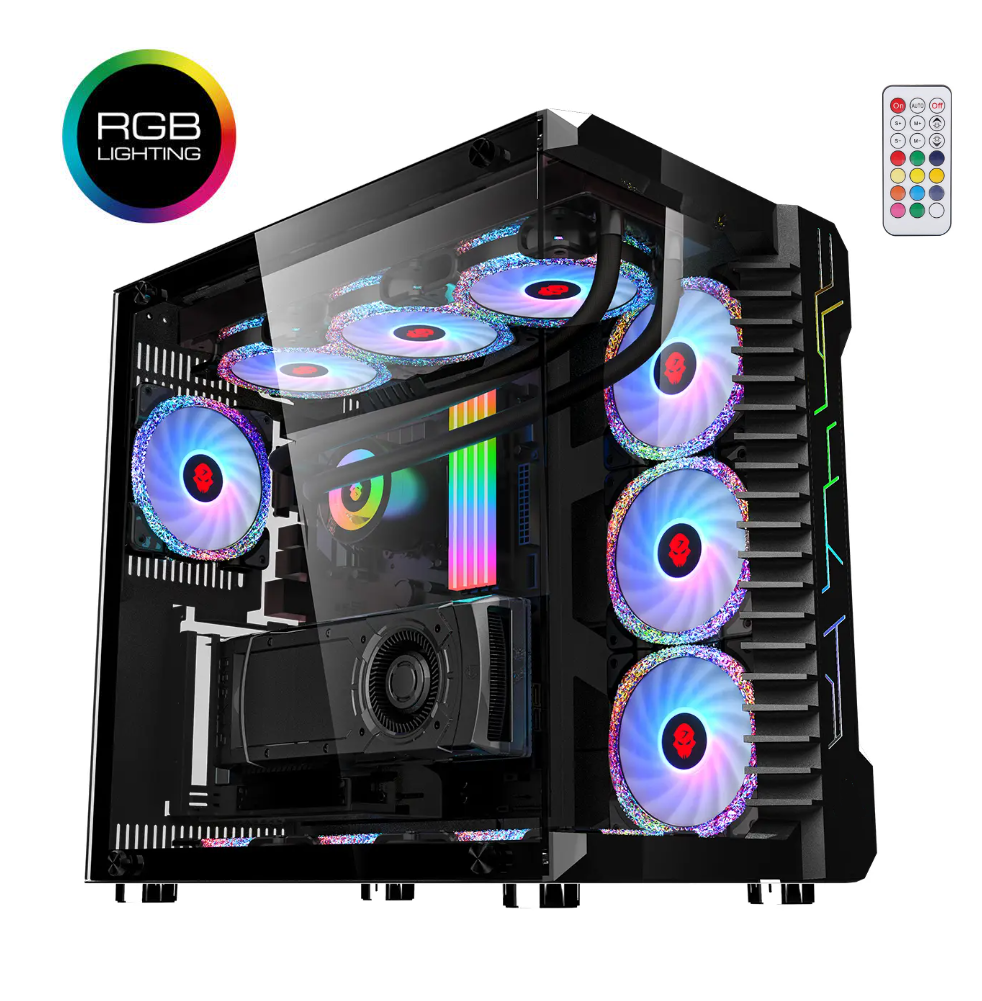 Nebula Mid Tower Kumandalı 7 RGB Fanlı Temperli Cam Akvaryum Gaming Oyuncu Bilgisayar Kasası