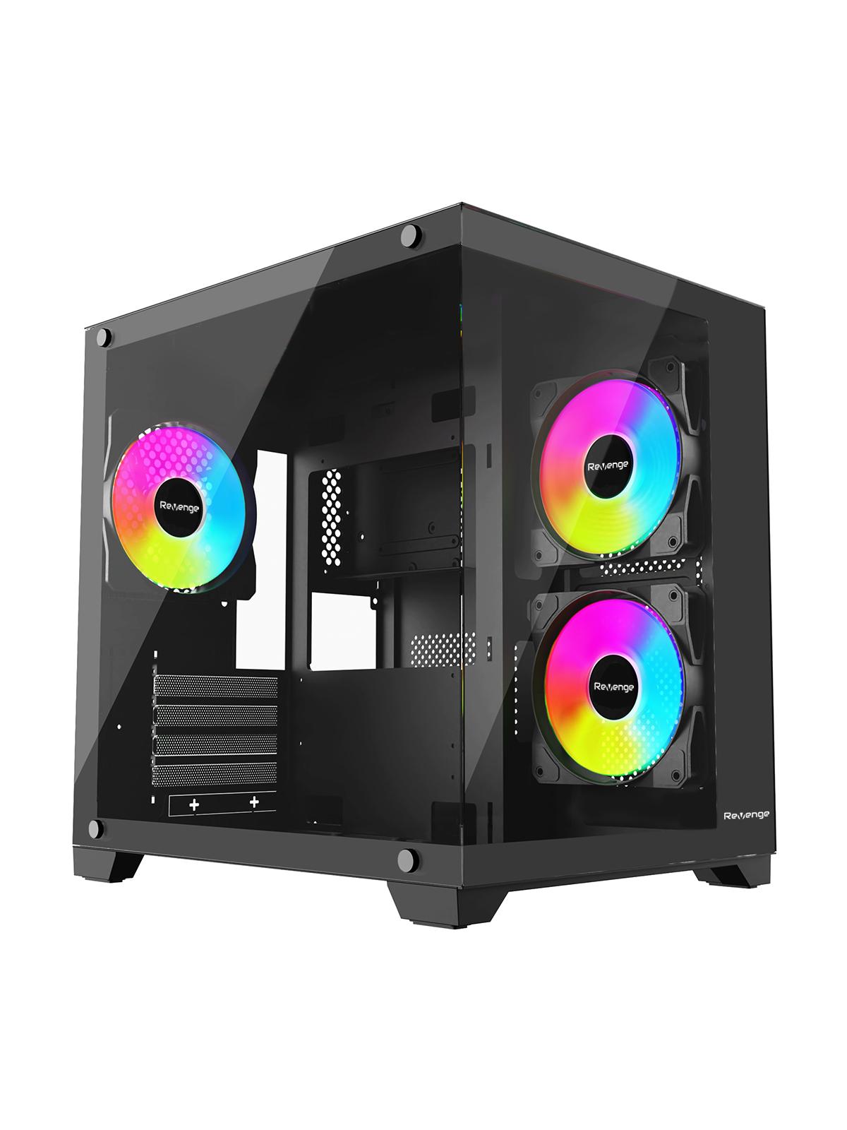 Nova Siyah 3 Rgb Fanlı Temperli Cam Panel Boş m-ATX Gaming Oyuncu Bilgisayar Kasası