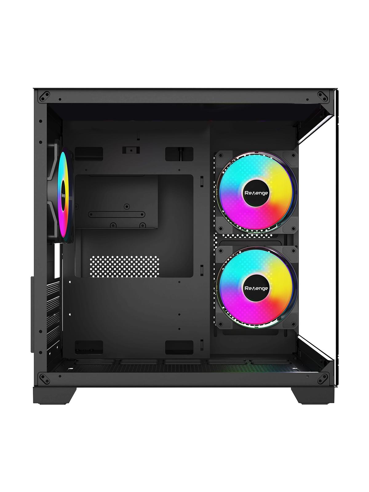 Nova Siyah 3 Rgb Fanlı Temperli Cam Panel Boş m-ATX Gaming Oyuncu Bilgisayar Kasası