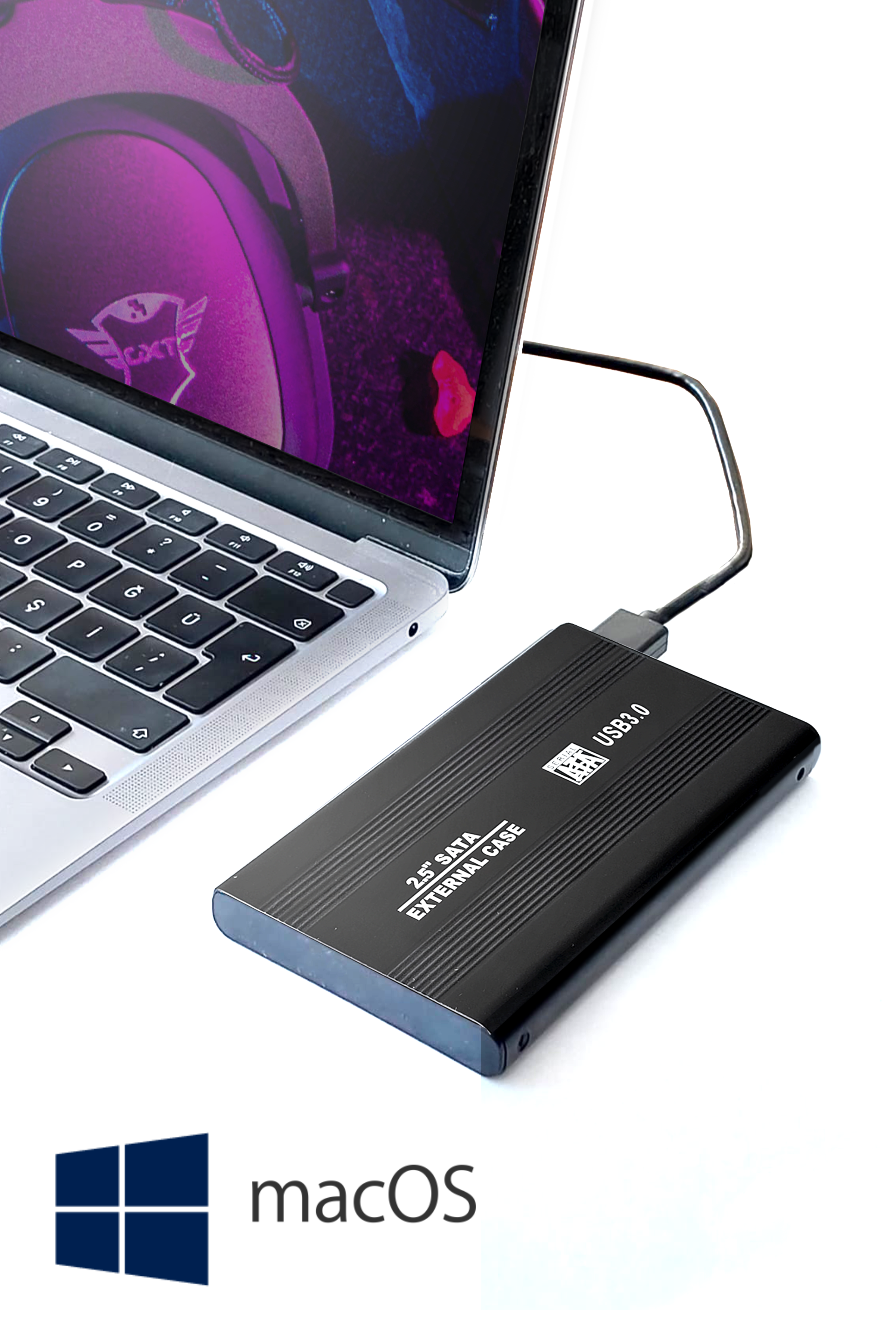 DataVault Harddisk Hdd Kutusu 2126s 2.5 İnç Usb 3.0 Sata 5 Gbps Siyah Aluminyum