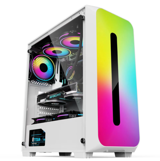 Colorful Beyaz 3 Fanlı 10 Mod RGB Işıklı Şeffaf Panel ATX Gaming Bilgisayar Kasası