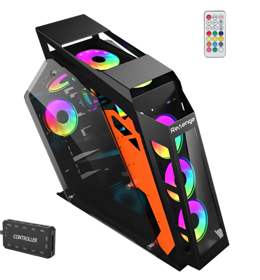 Emperor ATX Robotik Kumandalı 7 RGB Fanlı Şeffaf Cam Panel Gaming Oyuncu Bilgisayar Kasası