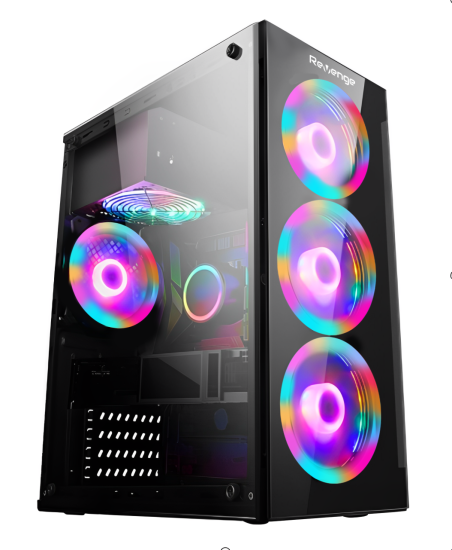 Glass 4 Fanlı ATX Temperli Mid Tower Cam Panel RGB Fanlı Gaming Boş Bilgisayar Kasası