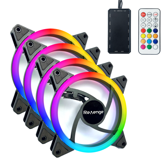 RV400 4in1 Kumandalı 12cm RGB Fan Seti Fan Kontrolör Dahil 120mm 4lü Kasa Fanı