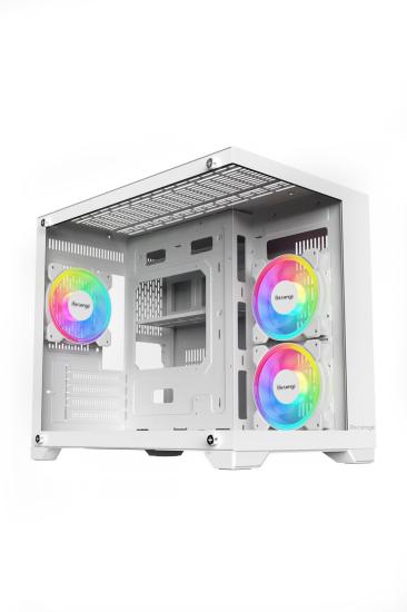 Nova Beyaz 3 Rgb Fanlı Temperli Cam Panel Boş m-ATX Gaming Oyuncu Bilgisayar Kasası