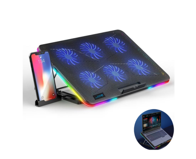 X8 Ayarlanabilir RGB Işıklı 6 Fanlı Laptop Soğutucu Dizüstü Notebook Standı