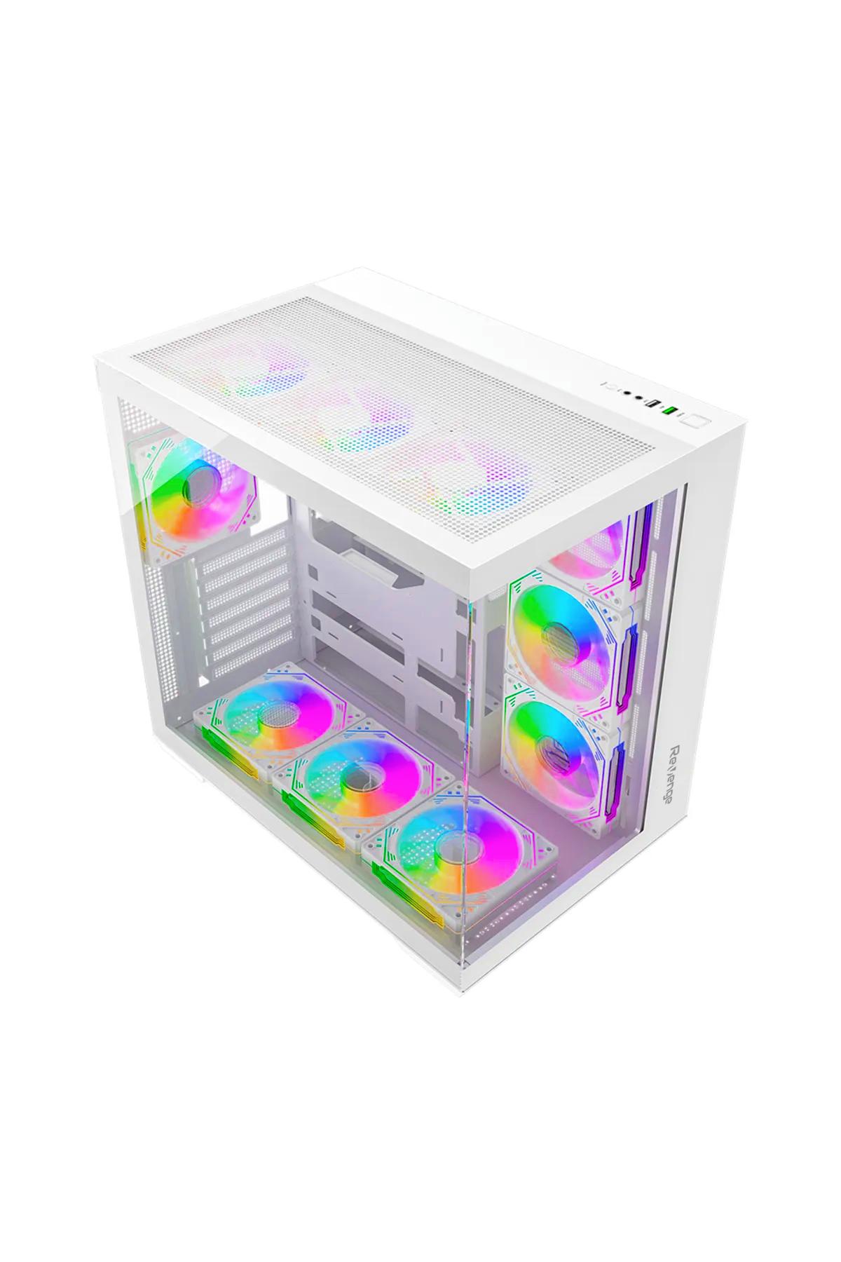 Beyaz Supernova 7 RGB Fanlı ATX Temperli Cam Panel Akvaryum Gaming Bilgisayar Kasası