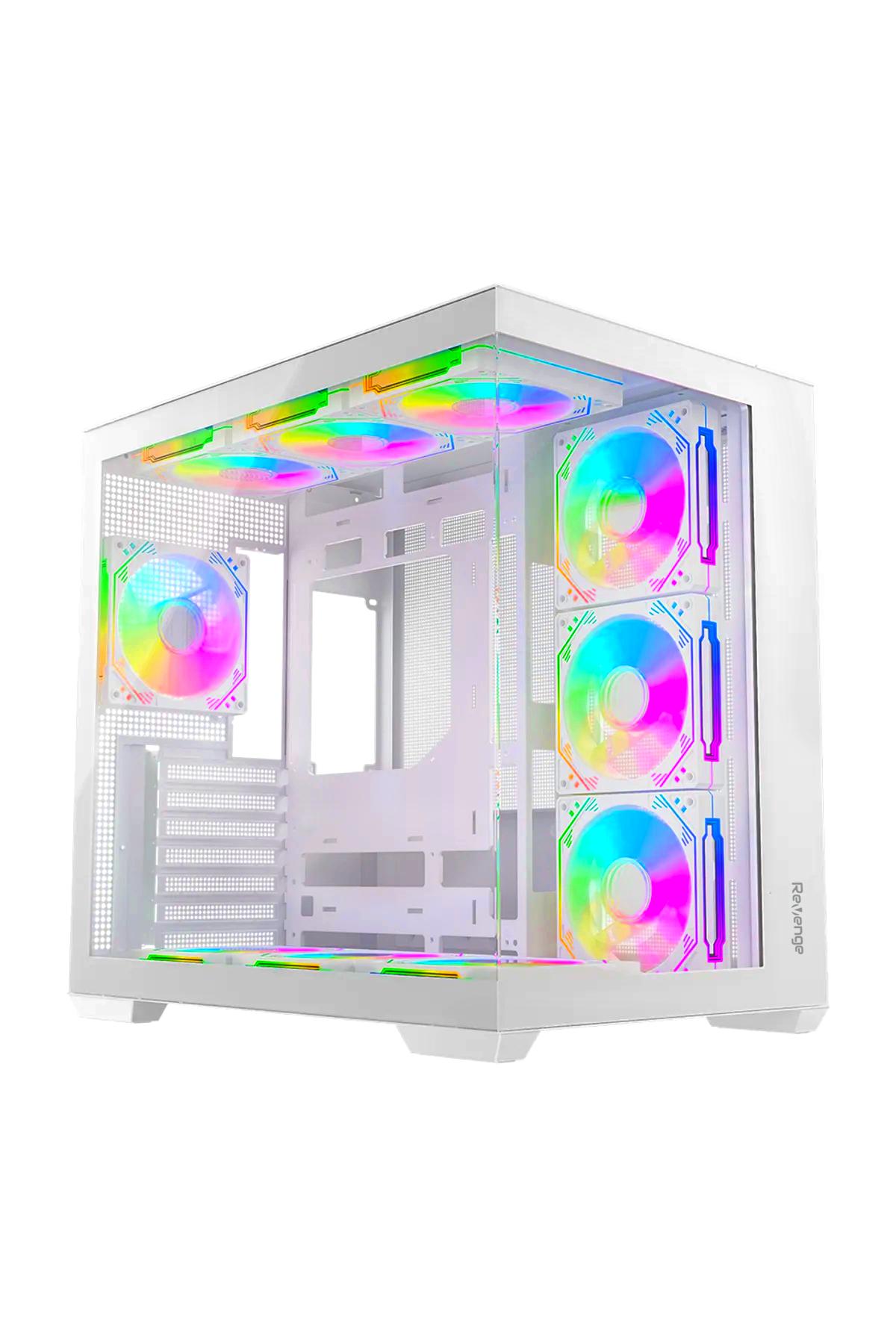 Beyaz Supernova 7 RGB Fanlı ATX Temperli Cam Panel Akvaryum Gaming Bilgisayar Kasası