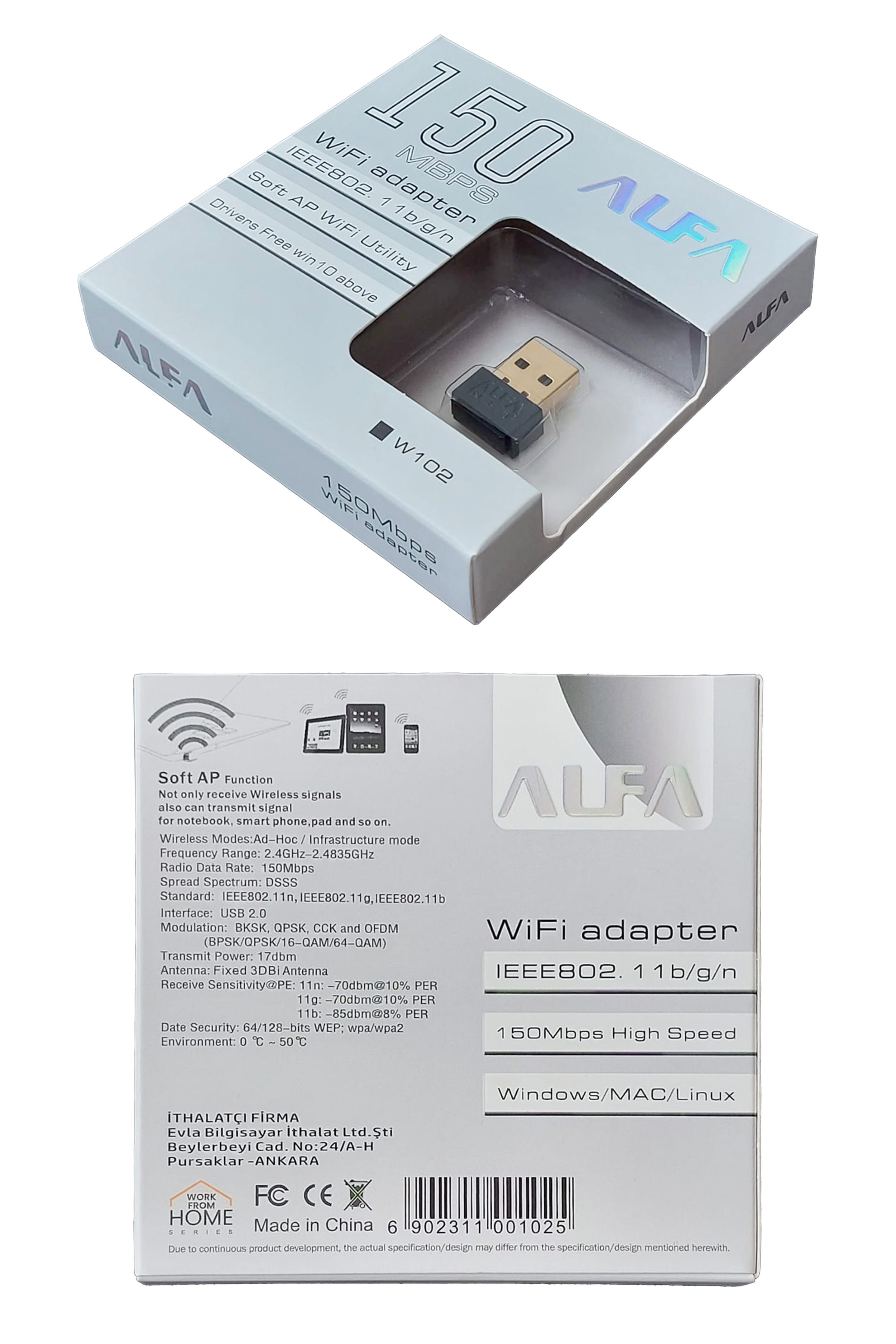 W102 Mini İnternet Wifi Adaptörü Nano USB 150 MBPS Masaüstü Bilgisayar Kablosuz Ağ Wi-Fi Alıcısı